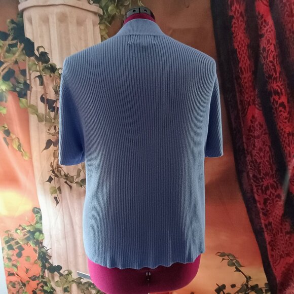 GUC: Requirements Sze. XL Blue Ribbed Mock Neck Sweater - Picture 2 of 5